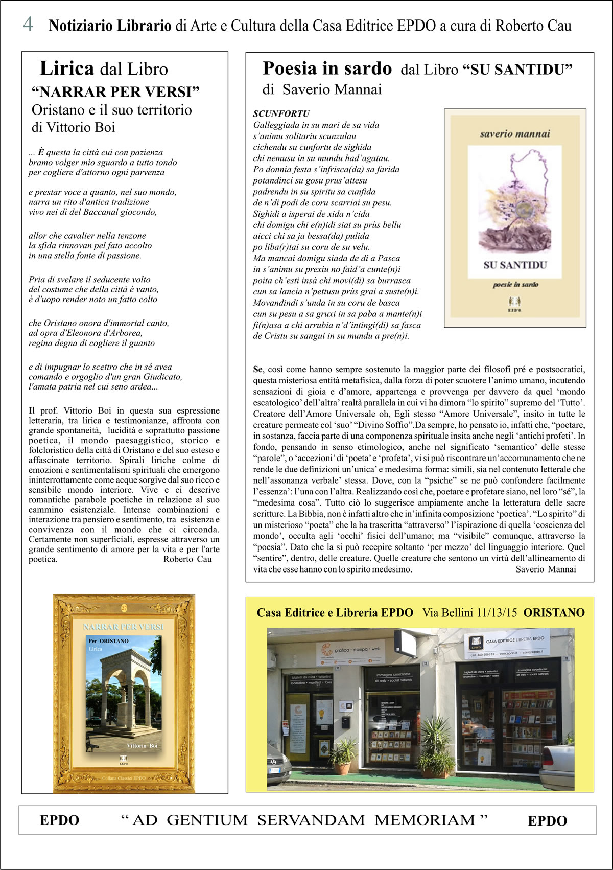 Notiziario Librairio Poesie EPDO Oristano